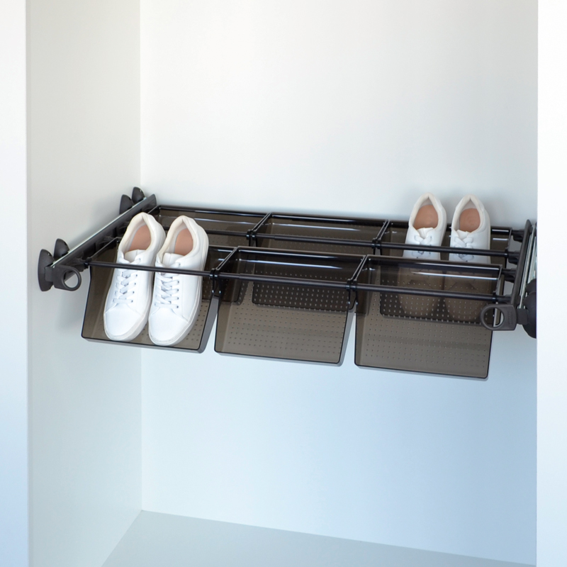 Plus - Shoe rack 6V - brown - brown - transparent polycarbonate 2